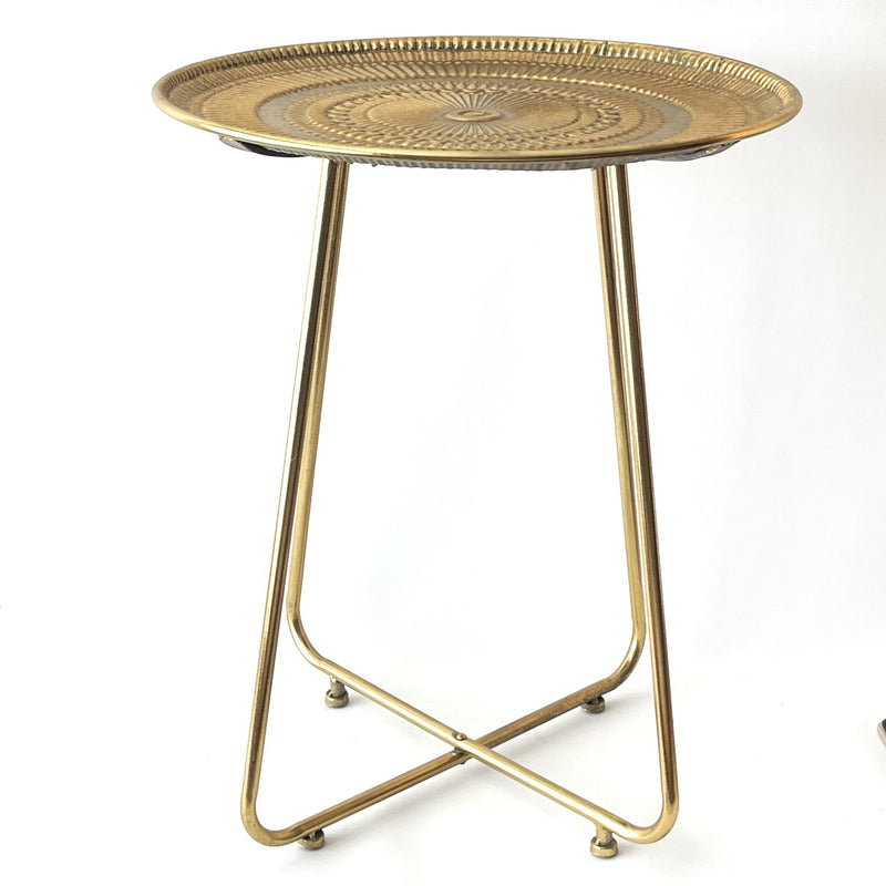 Round Occasional Table in an Antique Gold rustic finish