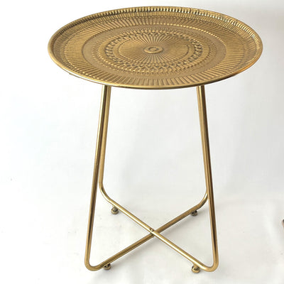 Round Occasional Table in an Antique Gold rustic finish