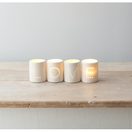 SET OF 4 LOVE DOT T-LIGHT, 6CM - Inside House 