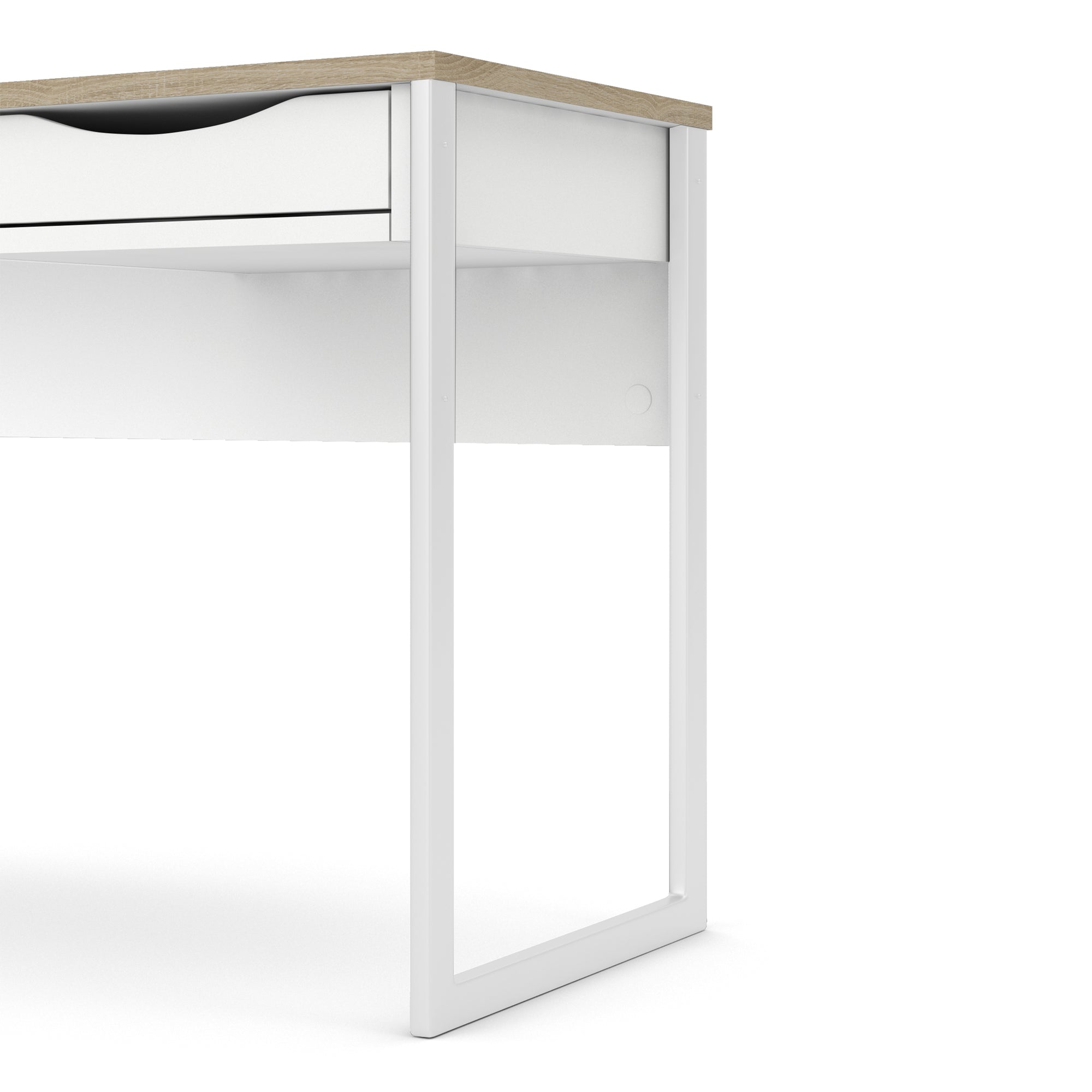 Function Plus Desk 1 Drawer in White with Oak Trim - Inside House 