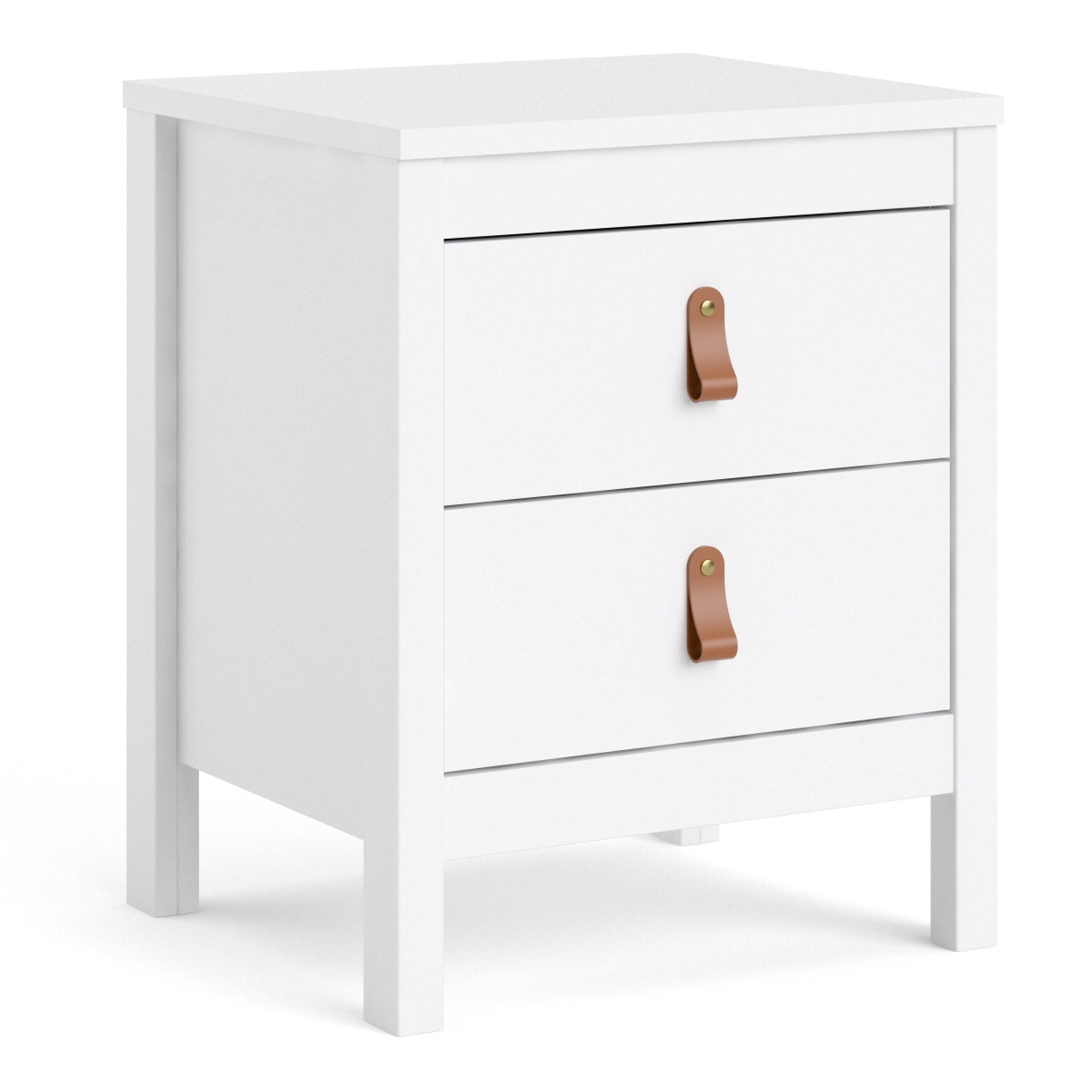 Barcelona Bedside Table 2 Drawers in White - Inside House 