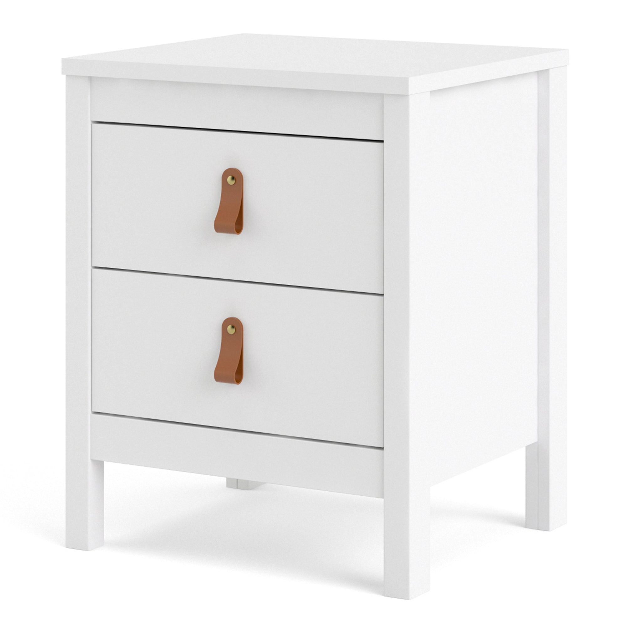 Barcelona Bedside Table 2 Drawers in White - Inside House 