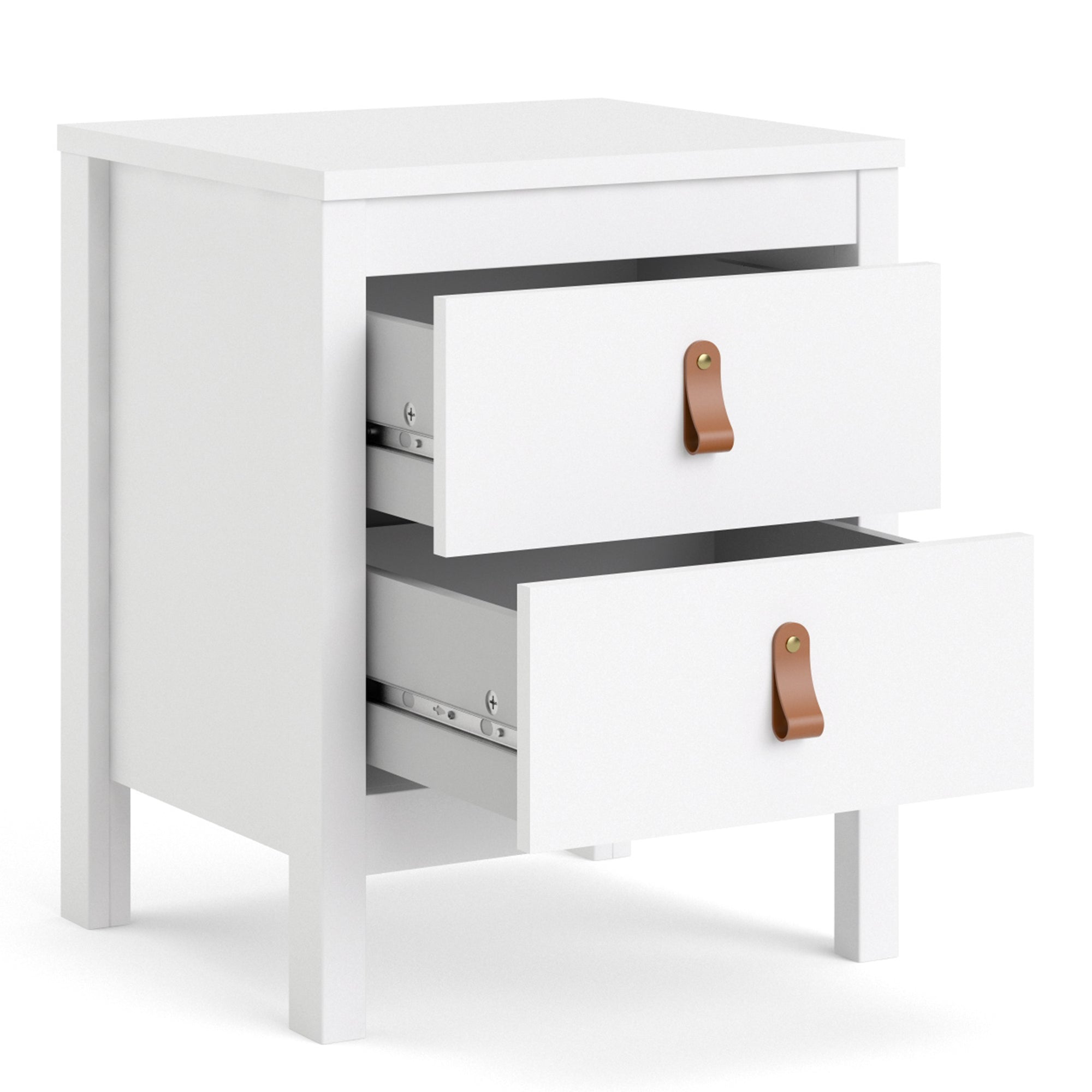 Barcelona Bedside Table 2 Drawers in White - Inside House 