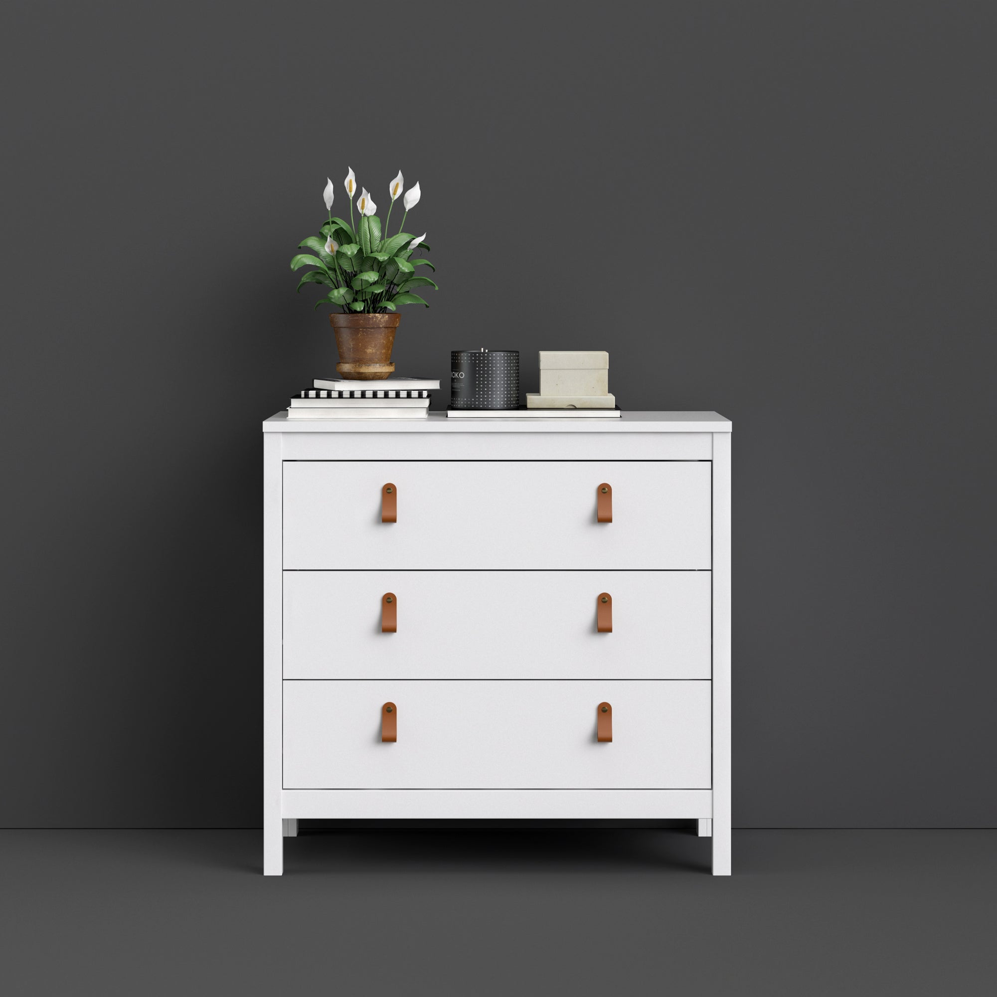 Barcelona Chest 3 Drawers in White - Inside House 