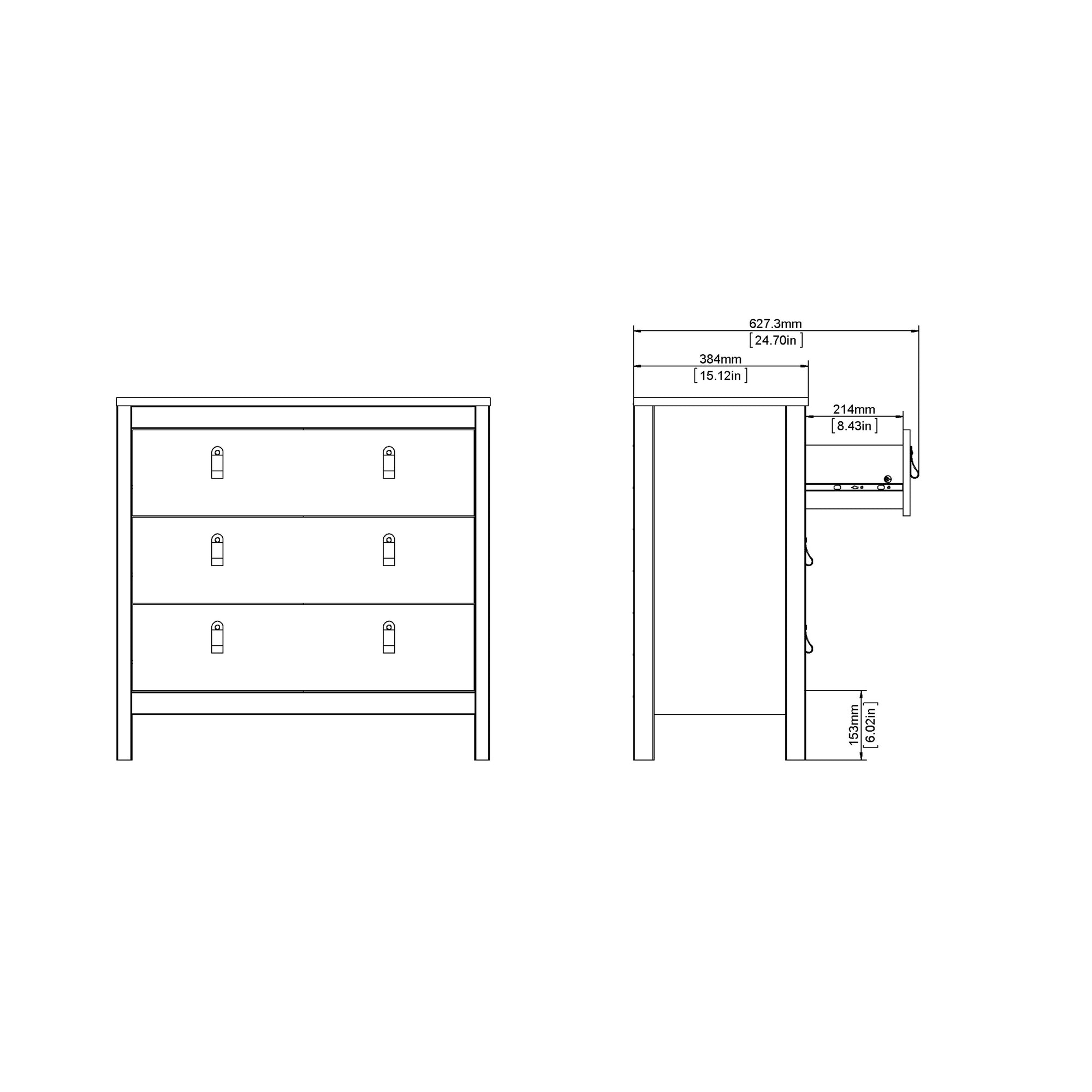 Barcelona Chest 3 Drawers in White - Inside House 