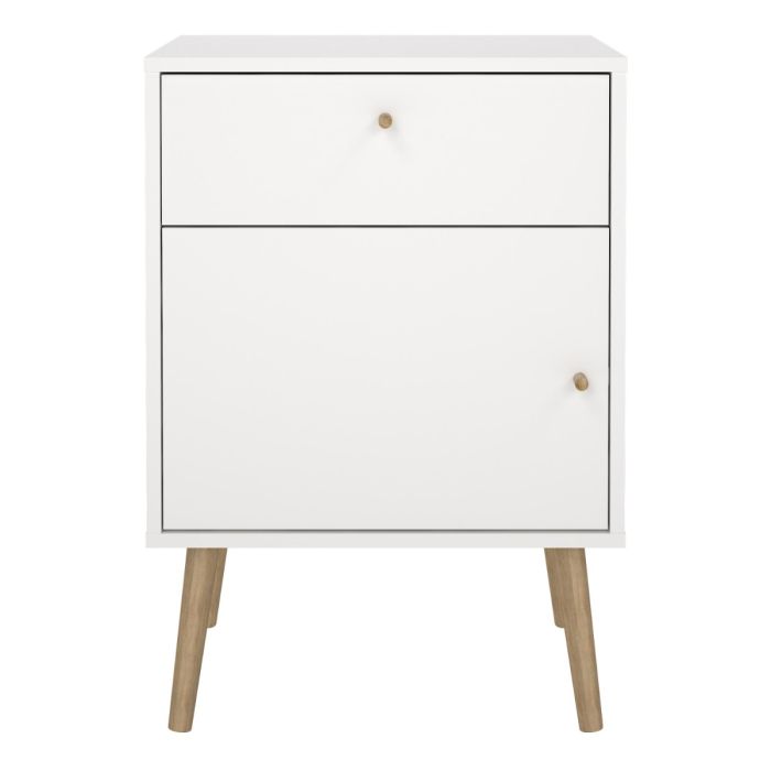 Cumbria Nightstand 1 Door + 1 Drawer White - Inside House 