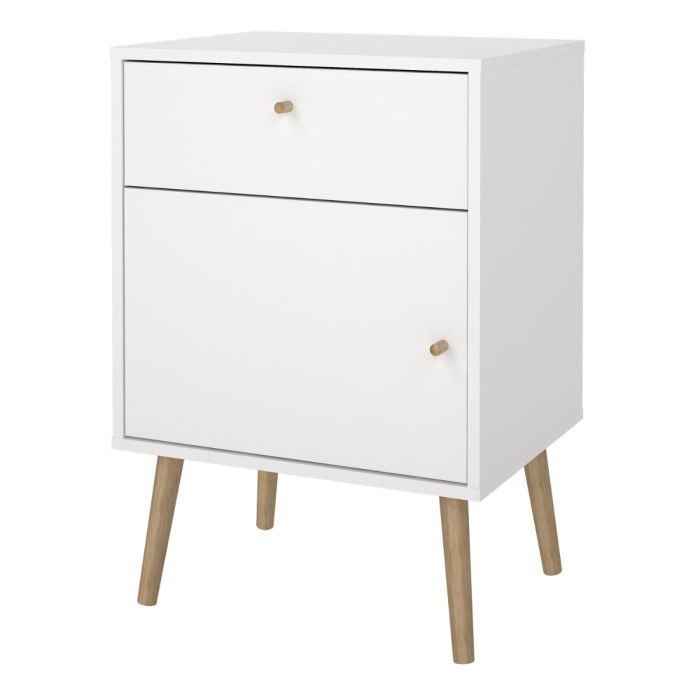 Cumbria Nightstand 1 Door + 1 Drawer White - Inside House 