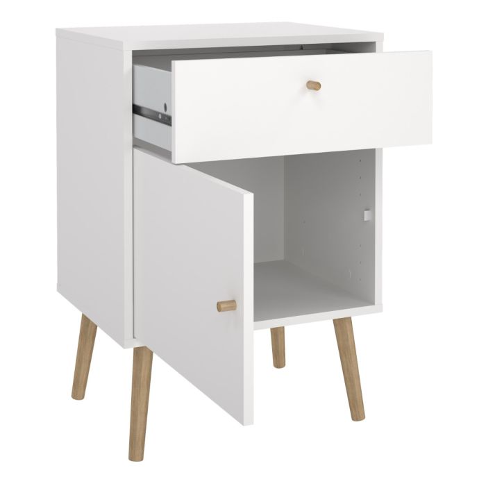 Cumbria Nightstand 1 Door + 1 Drawer White - Inside House 