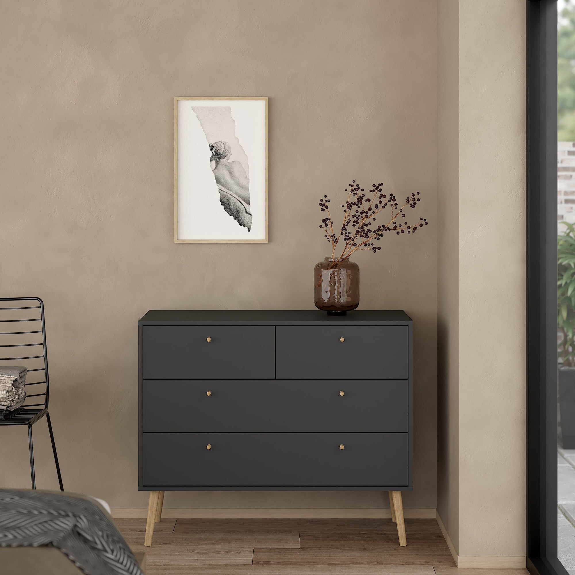 Cumbria Chest 2 + 2 Drawers Dark Grey - Inside House 