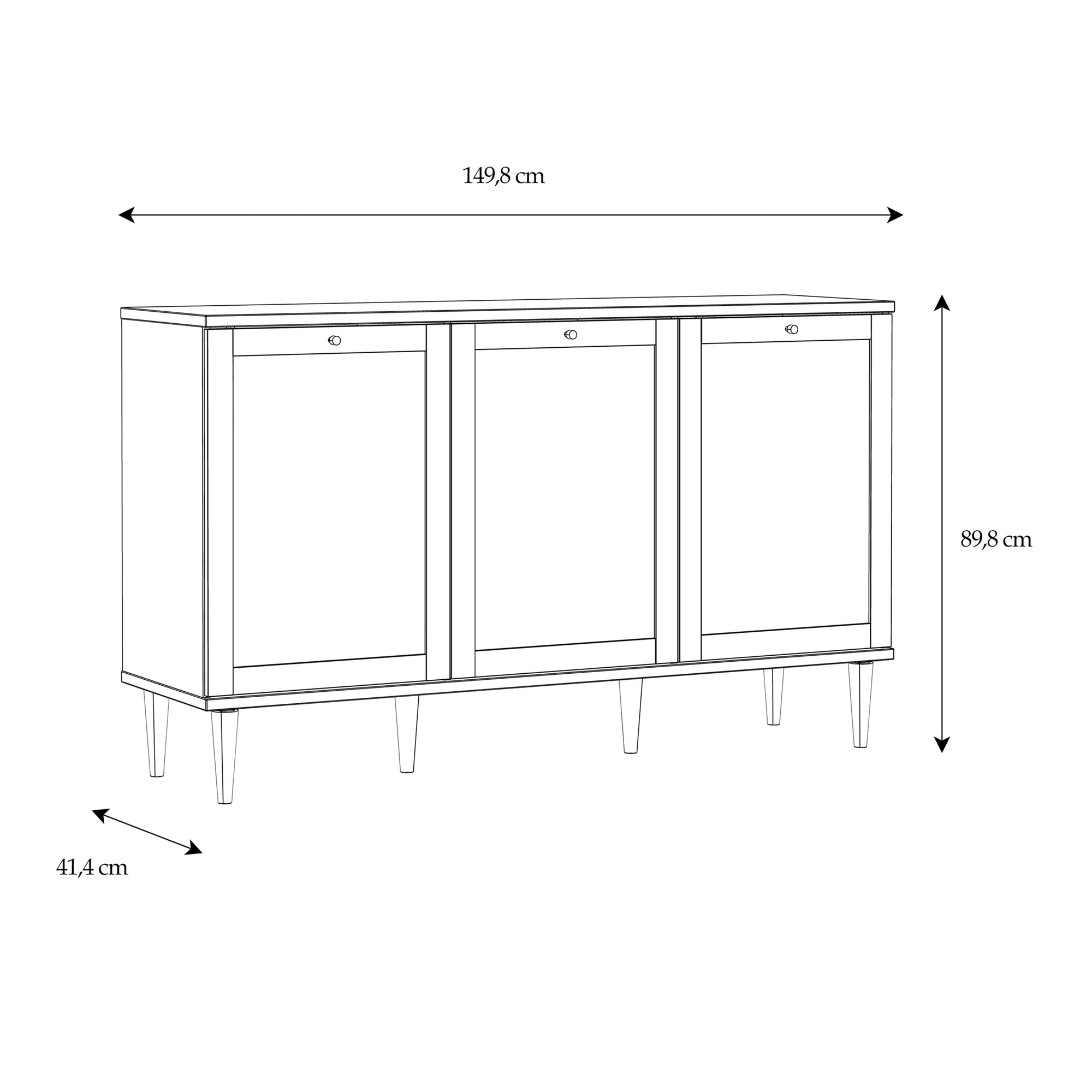 Calasetta 3 Door Sideboard in Rattan - Inside House 