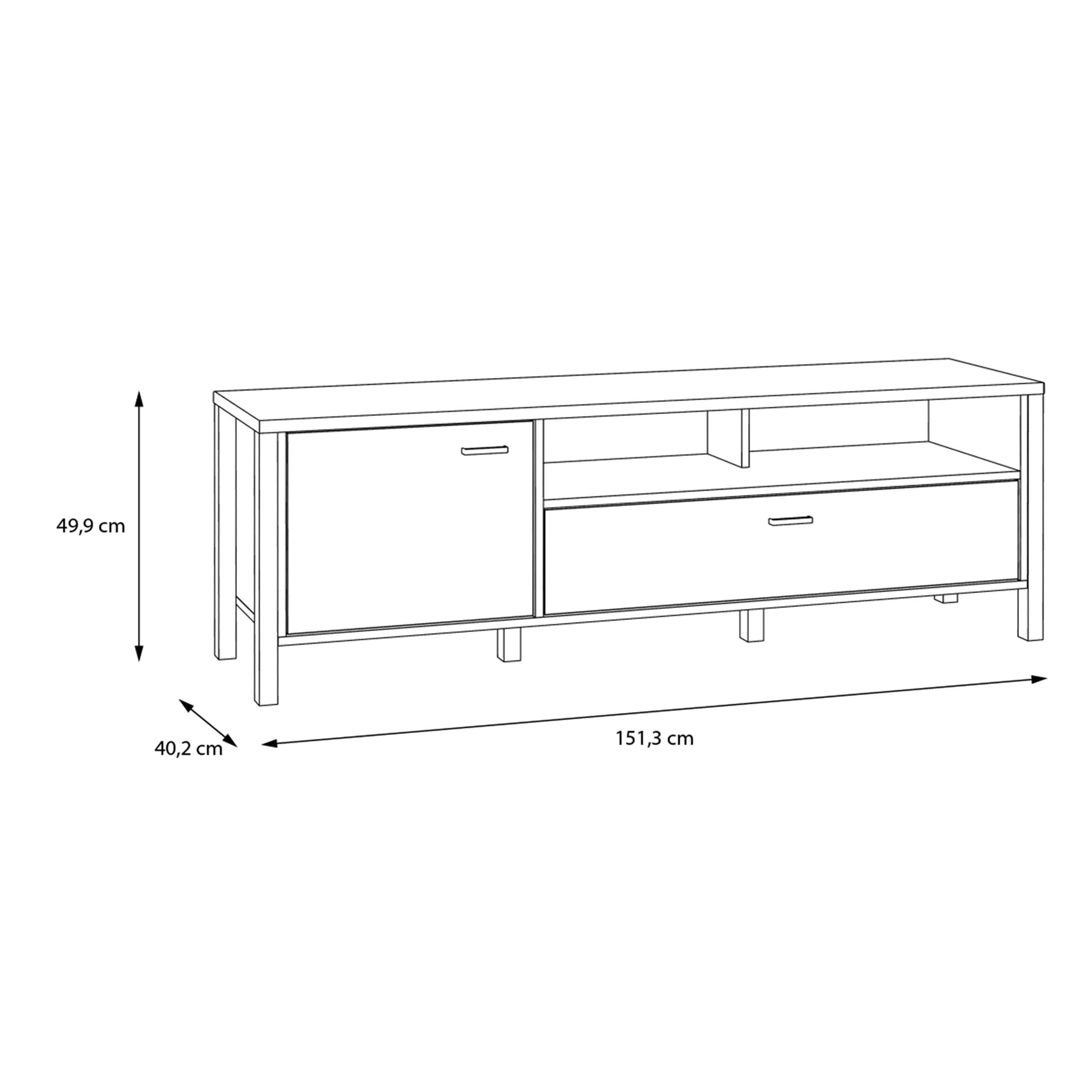 High Rock TV Unit in Matt Black/Riviera Oak - Inside House 