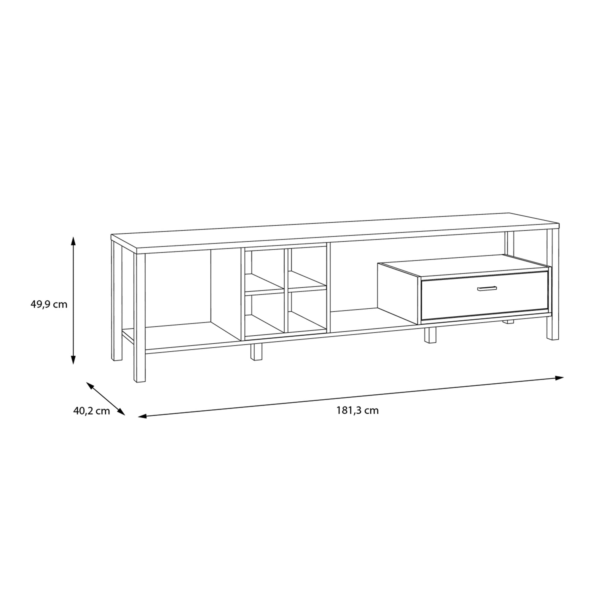 High Rock Wide TV Unit in Matt Black/Riviera Oak - Inside House 