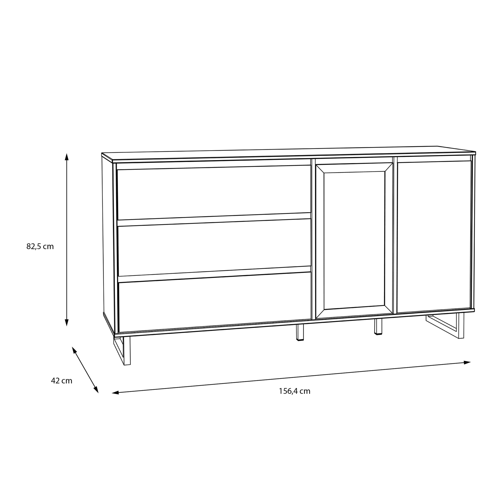 Nikomedes Sideboard in Spica Oak/Matt Black/Bartex Oak - Inside House 