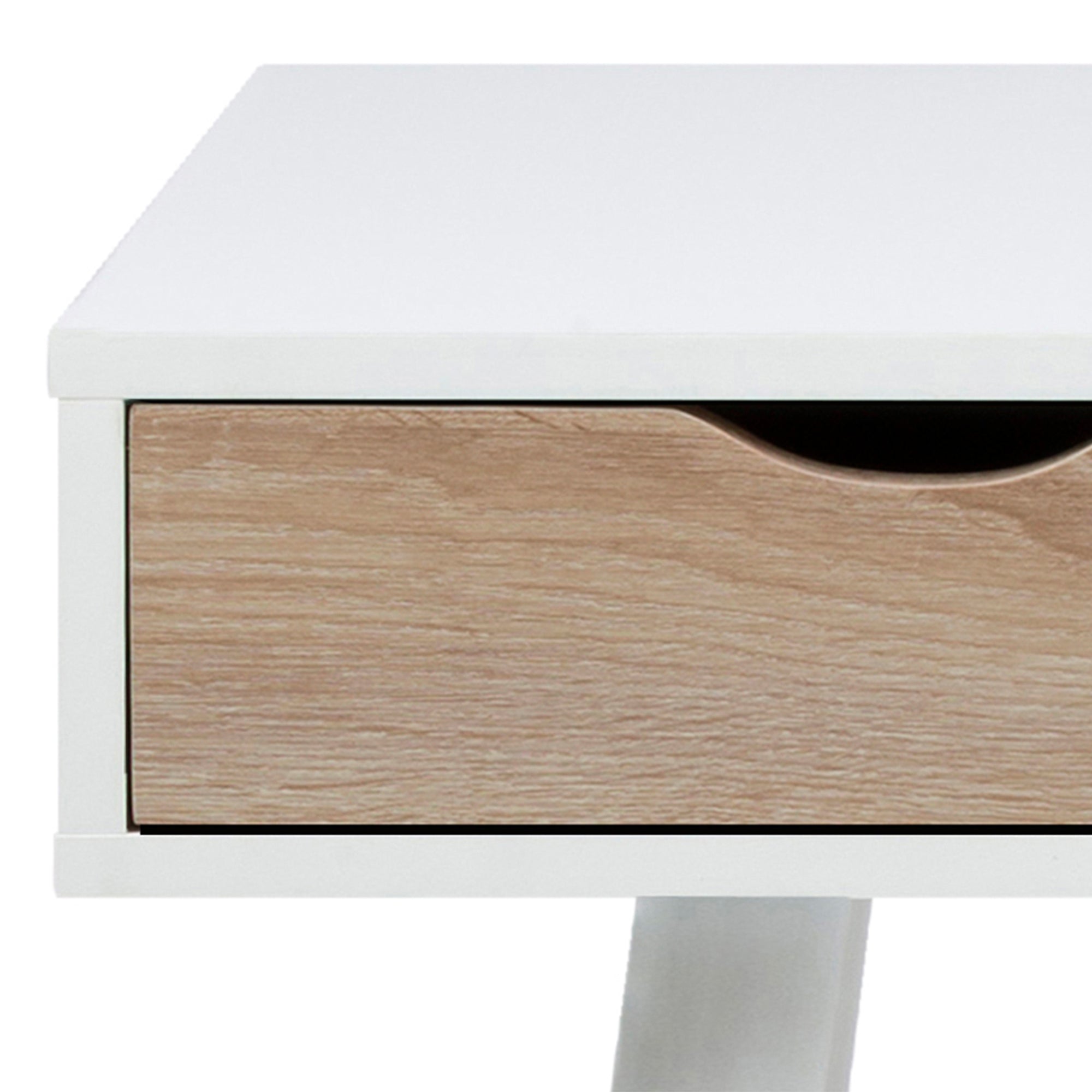 Altitude 3 Drawer Office Desk in White with 3 Oak Drawers