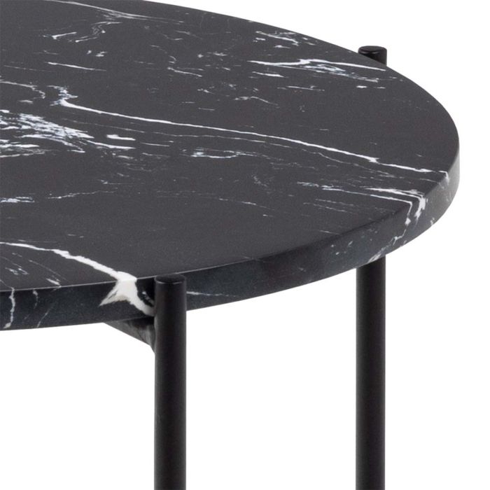 Side Table with Black Polished Marble Stone 42x45cm