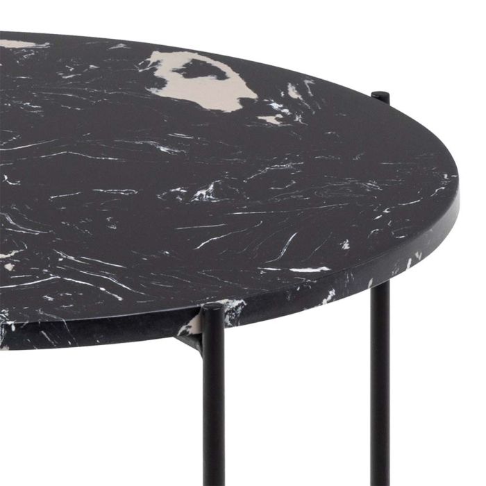 Side Table with Black Polished Marble Stone 52x40cm