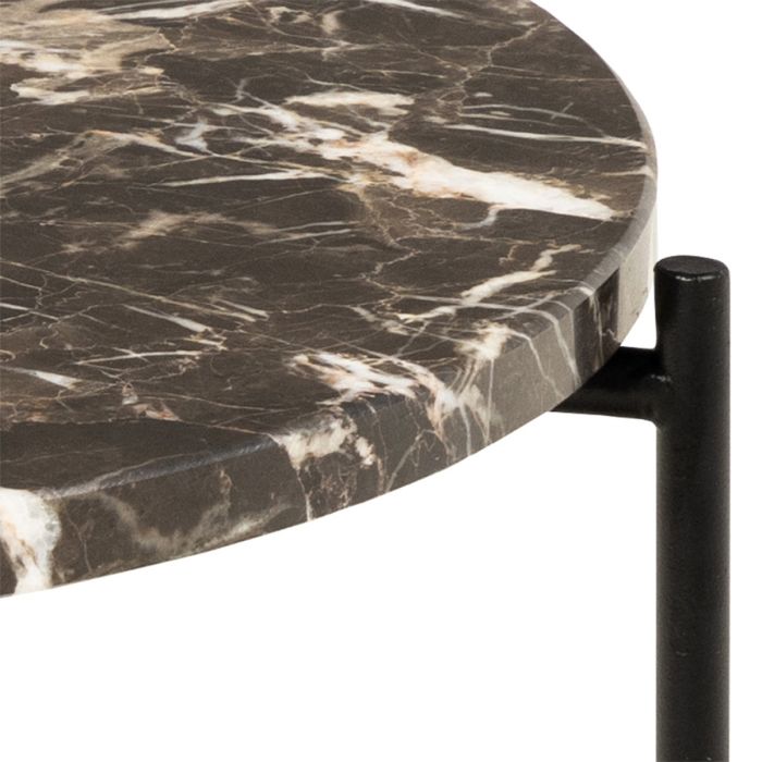 Side Table with Brown Marble Top 42x45cm