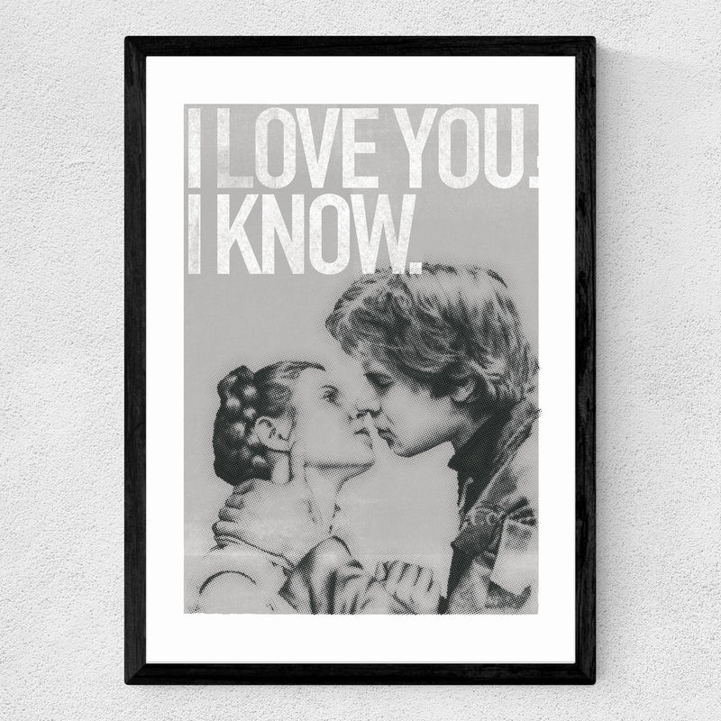 Han and Leia Kiss Black and White