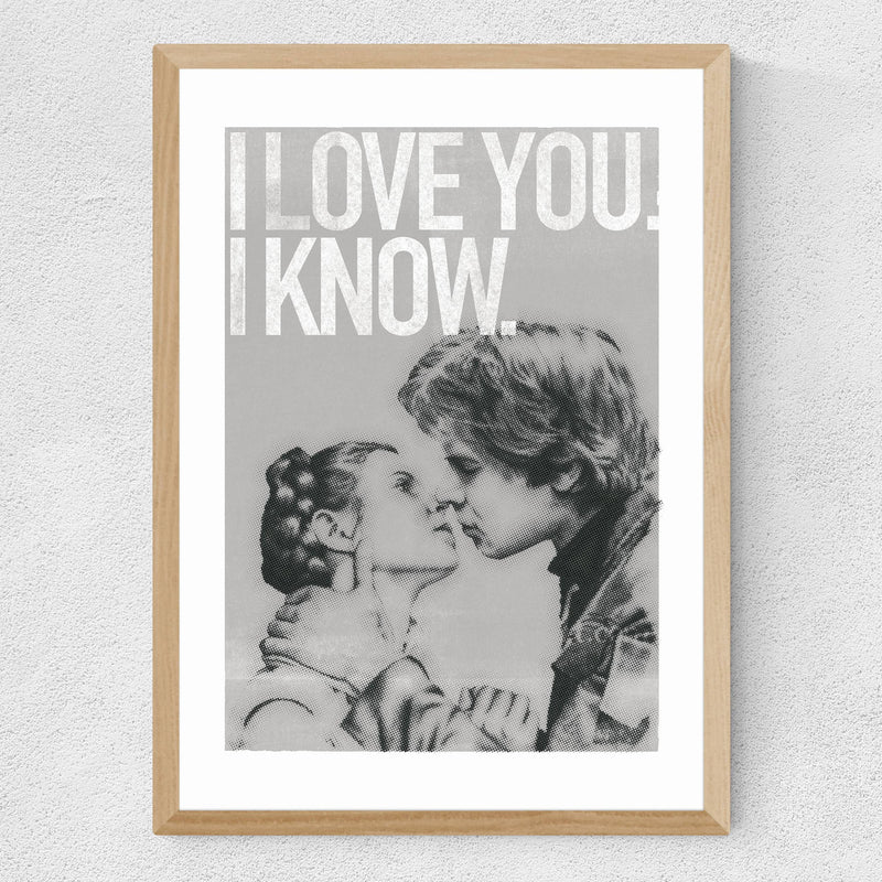 Han and Leia Kiss Black and White