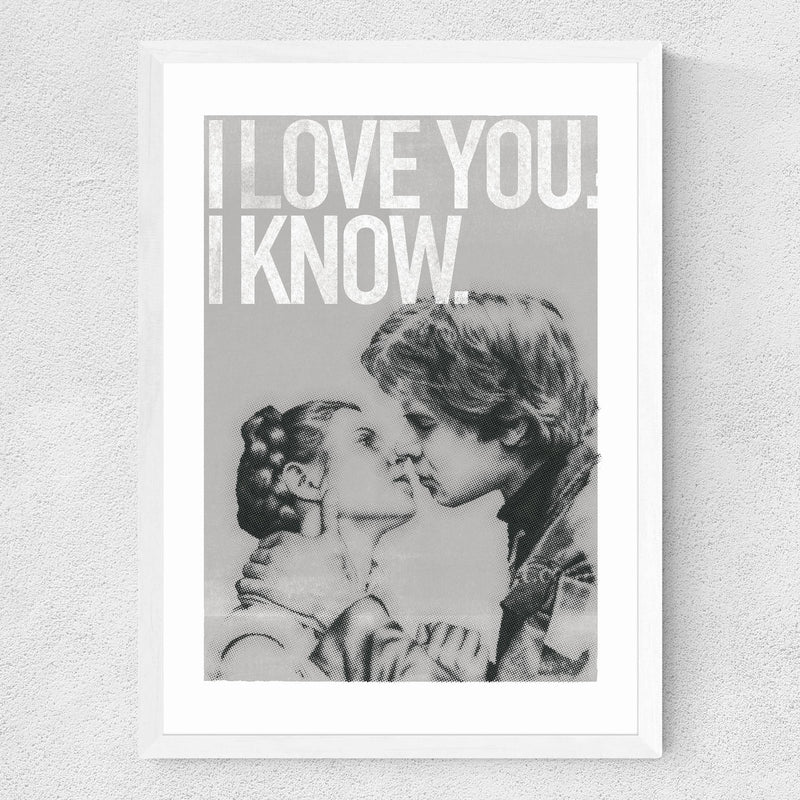 Han and Leia Kiss Black and White