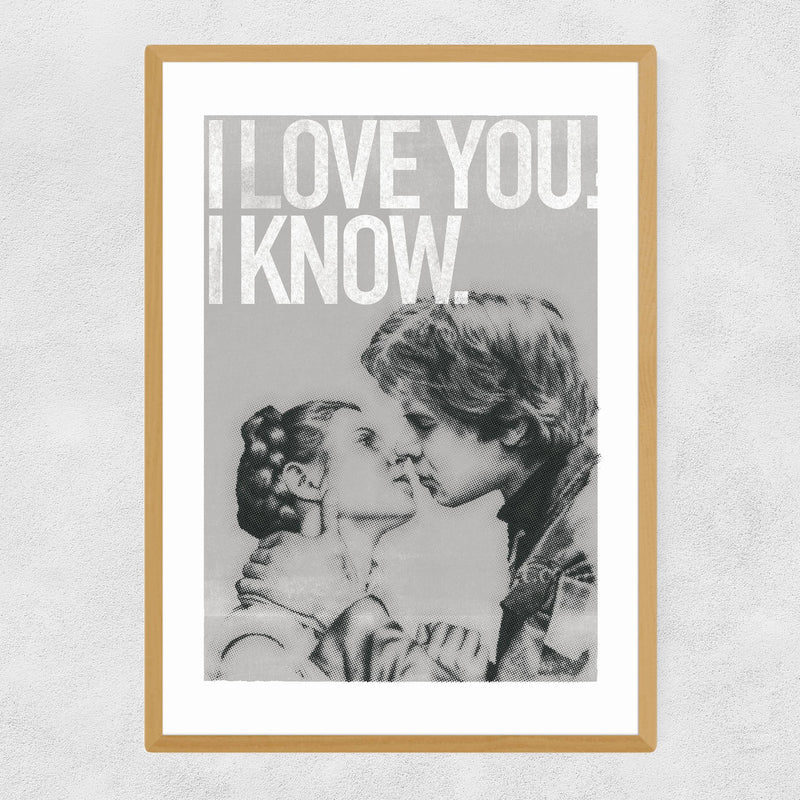 Han and Leia Kiss Black and White