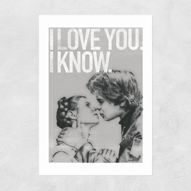 Han and Leia Kiss Black and White