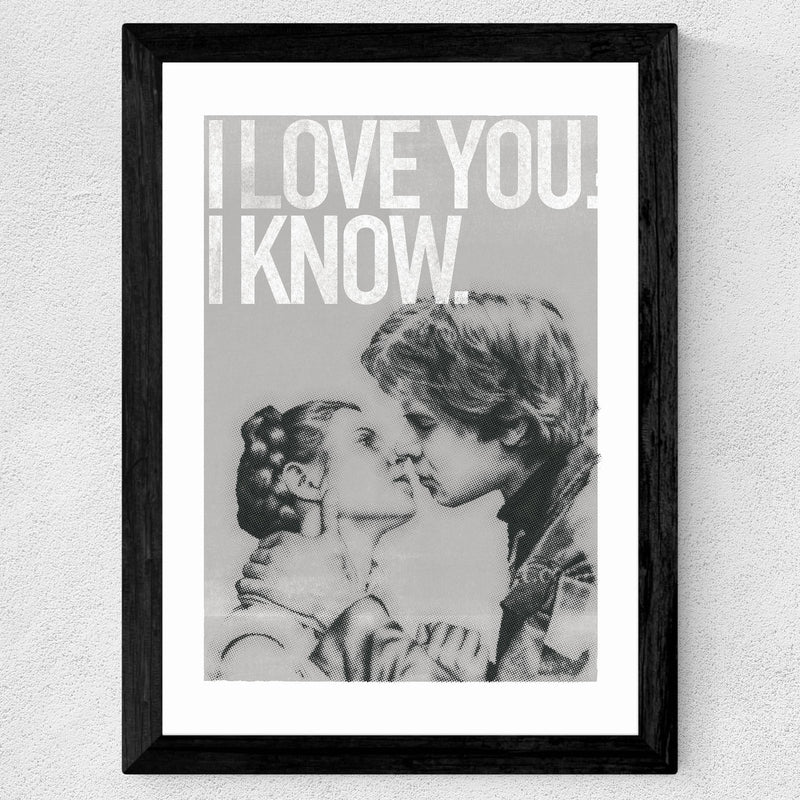 Han and Leia Kiss Black and White