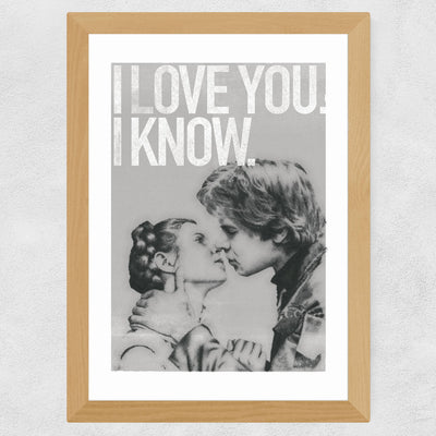 Han and Leia Kiss Black and White