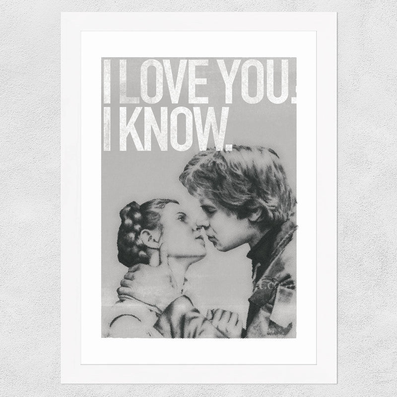 Han and Leia Kiss Black and White