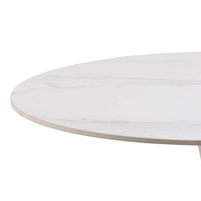 Opus Round Dining Table in White Marble Look
