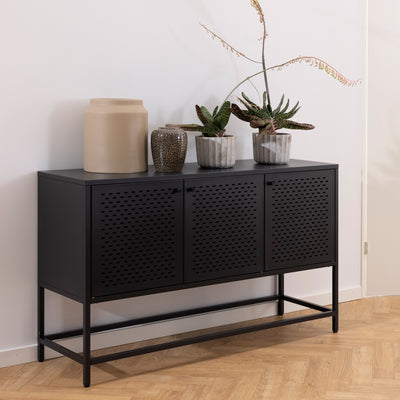 Midnight 3 Door Raised Sideboard in Matt Black