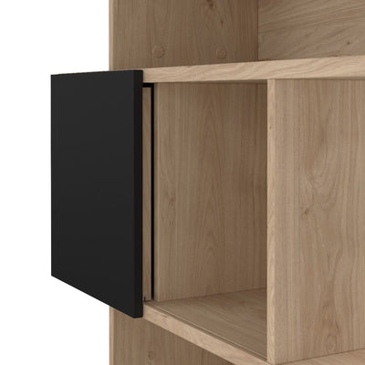 York Asymmetrical Bookcase with 3 Doors in Jackson Hickory and Black