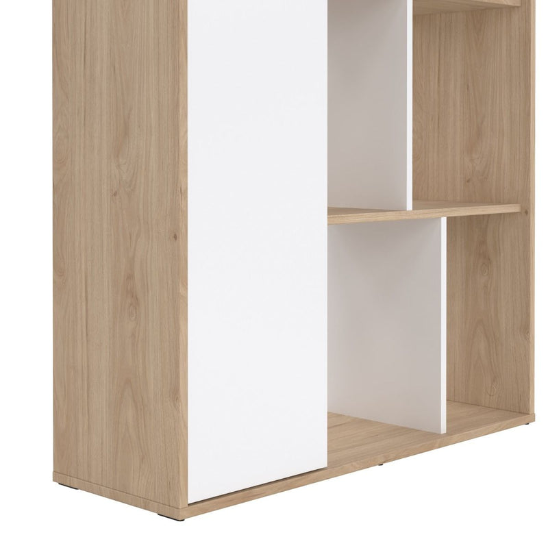 York Bookcase with 1 Door in Jackson Hickory and White High Gloss