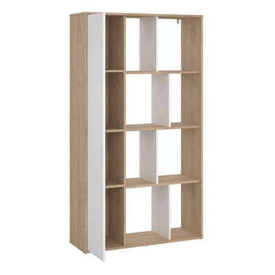 York Bookcase with 1 Door in Jackson Hickory and White High Gloss