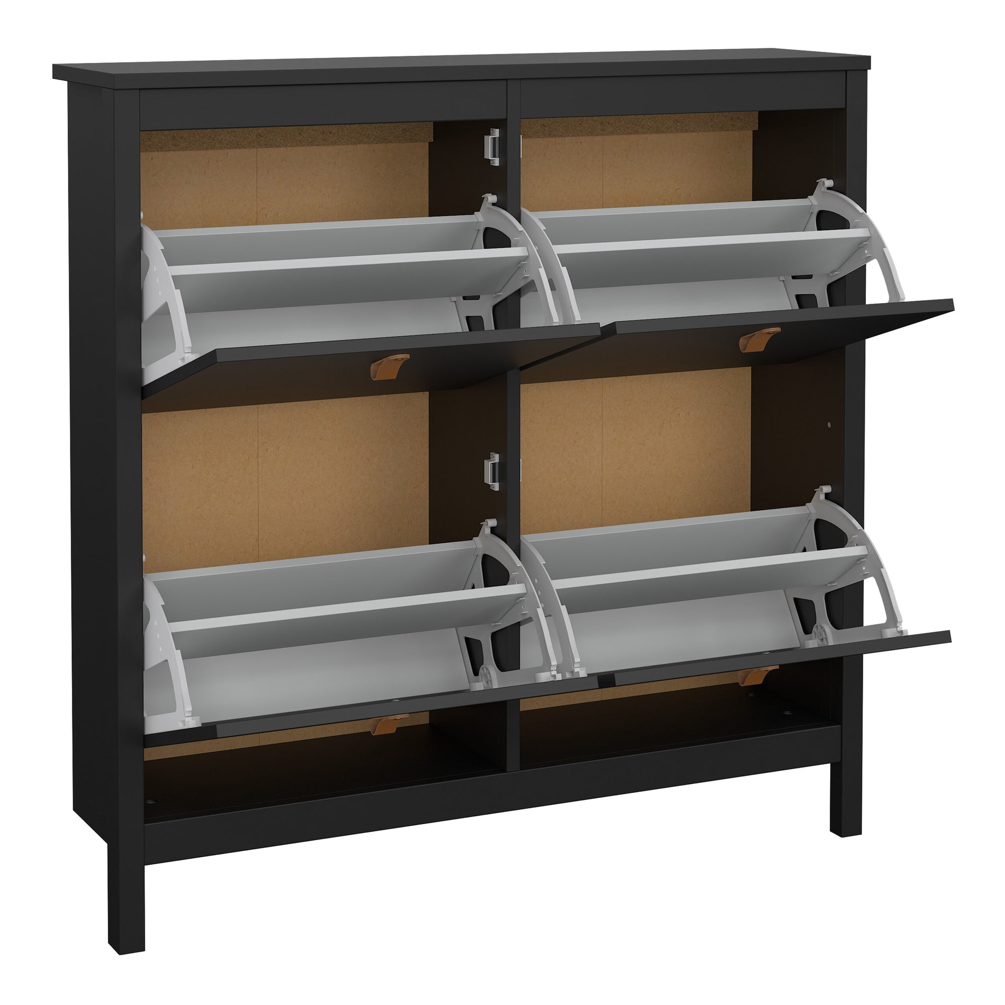 Barcelona Shoe Cabinet 4 Flip Down Doors in Matt Black - INSIDE HOUSE