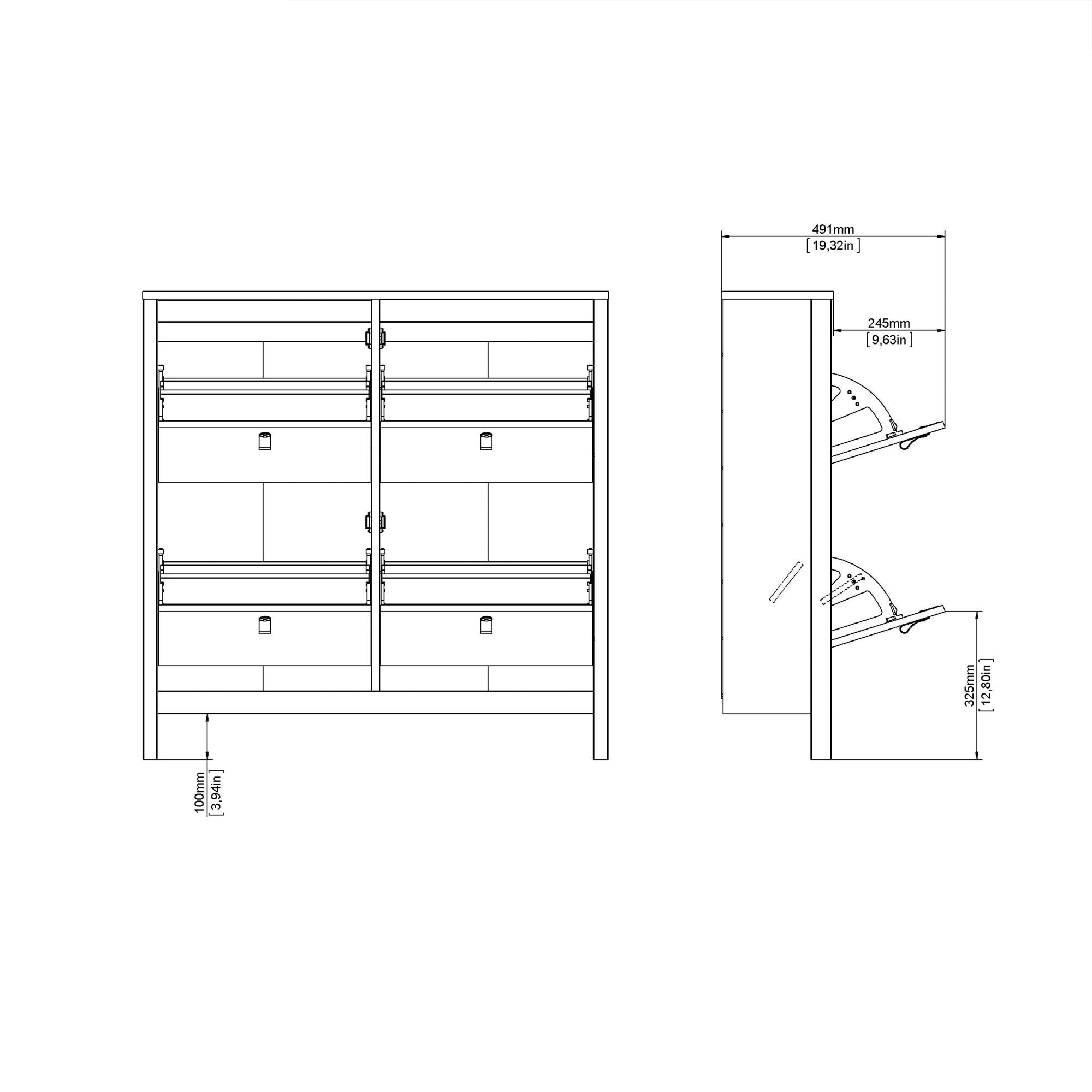 Barcelona Shoe Cabinet 4 Flip Down Doors in Matt Black - INSIDE HOUSE