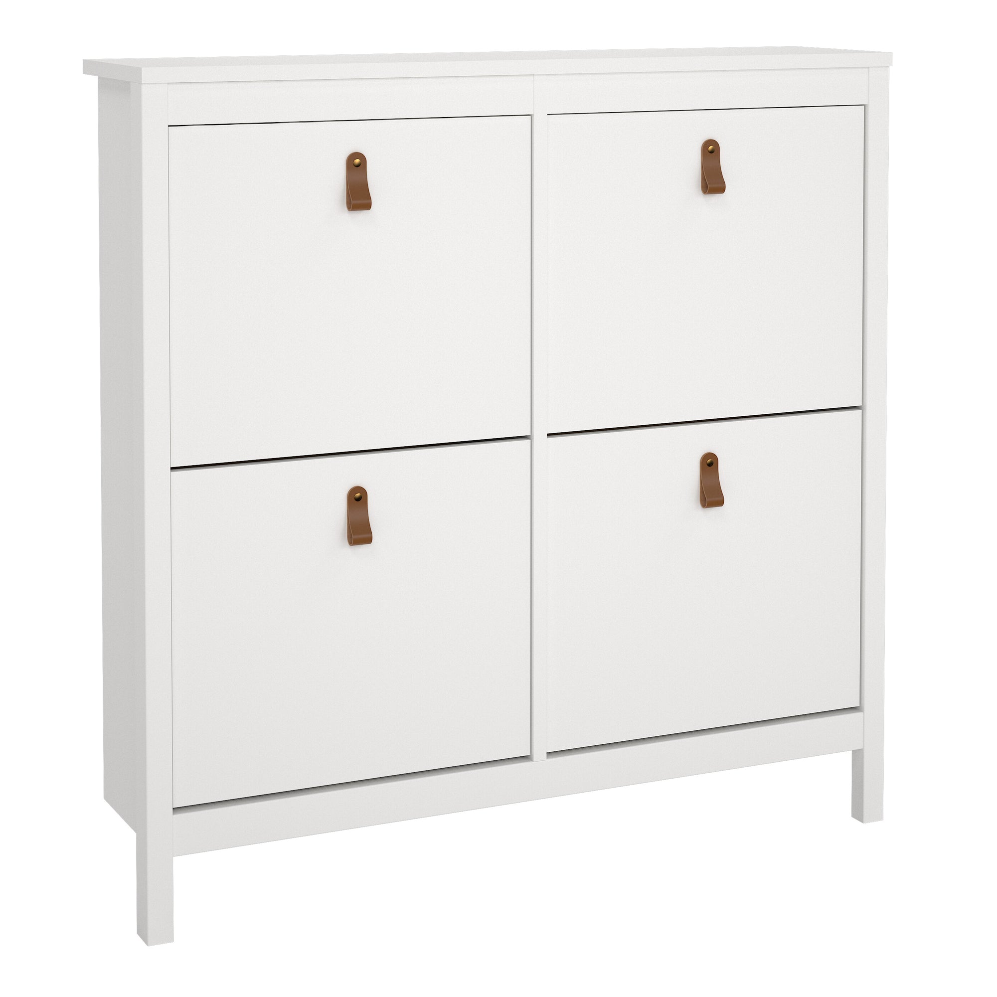 Barcelona Shoe Cabinet 4 Flip Down Doors in White - INSIDE HOUSE