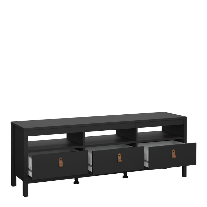 Barcelona TV Unit 3 Drawers in Matt Black