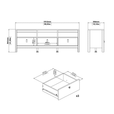 Barcelona TV Unit 3 Drawers in Matt Black