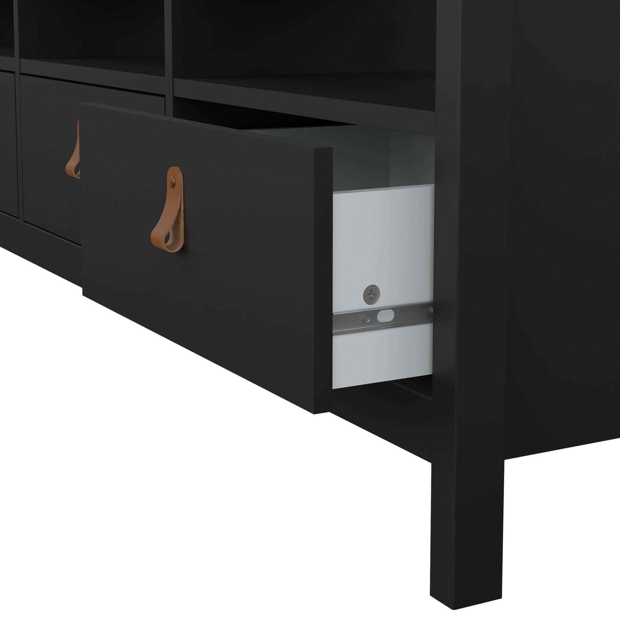 Barcelona TV Unit 3 Drawers in Matt Black - INSIDE HOUSE