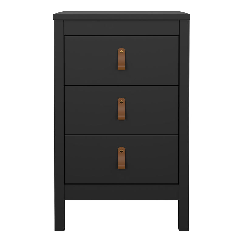 Barcelona Bedside Table 3 Drawers in Matt Black