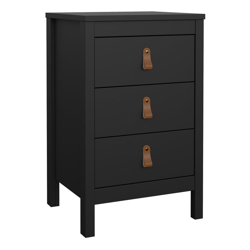 Barcelona Bedside Table 3 Drawers in Matt Black