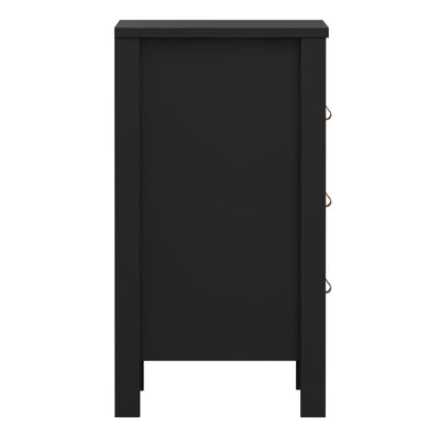 Barcelona Bedside Table 3 Drawers in Matt Black