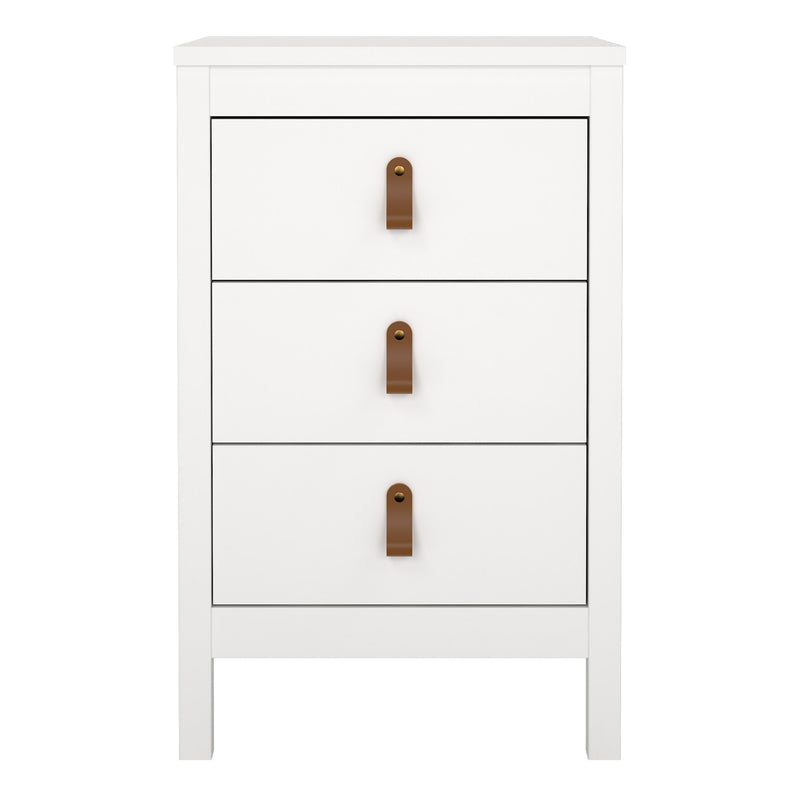 Barcelona Bedside Table 3 Drawers in White