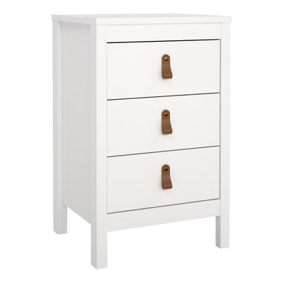 Barcelona Bedside Table 3 Drawers in White