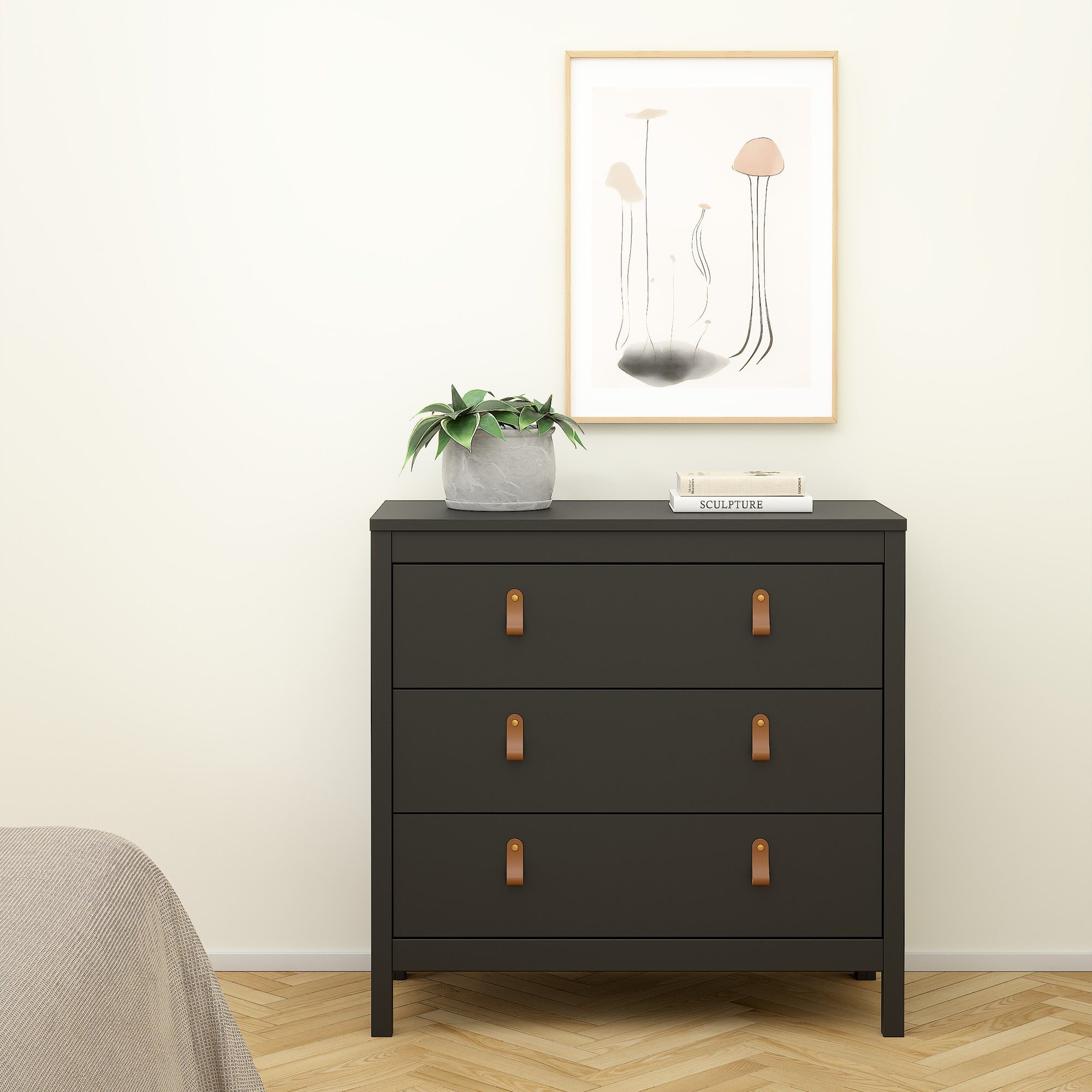 Barcelona Chest 3 Drawers in Matt Black - INSIDE HOUSE