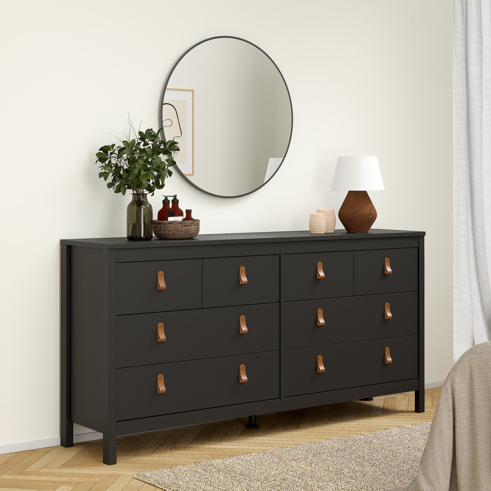 Barcelona Double Dresser 4+4 Drawers in Matt Black - INSIDE HOUSE