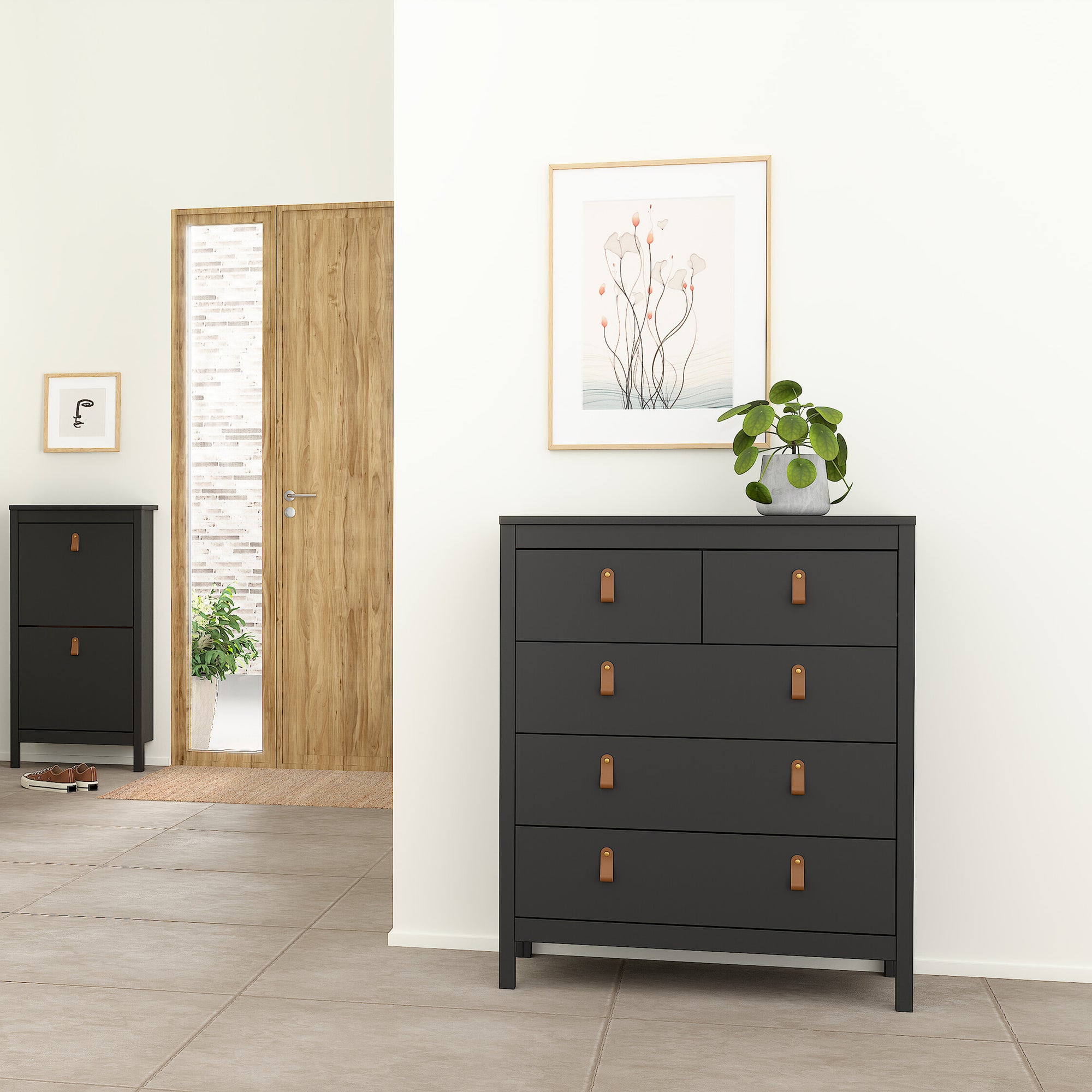 Barcelona Chest 3+2 Drawers in Matt Black - INSIDE HOUSE