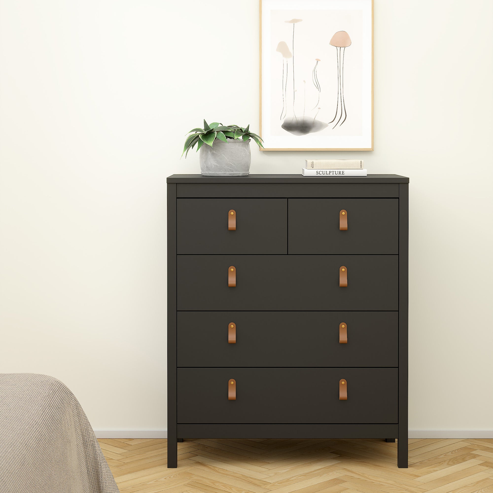 Barcelona Chest 3+2 Drawers in Matt Black - INSIDE HOUSE