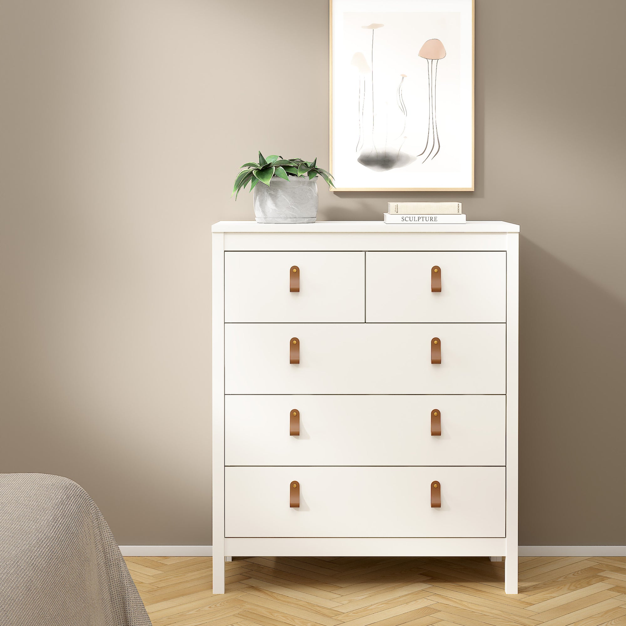 Barcelona Chest 3+2 Drawers in White - INSIDE HOUSE